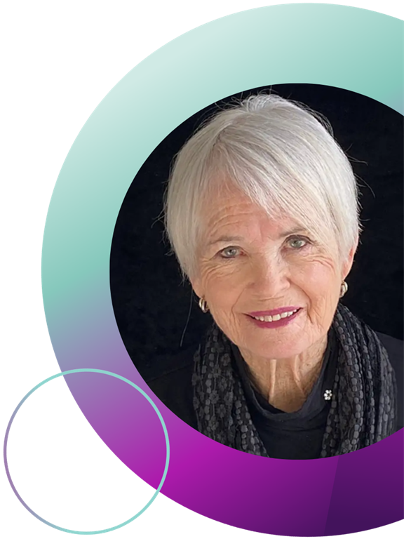 Dr. Robin Williams' headshot features her wearing a black shirt and grey scarf in front of a black background. There are EKO Tribute Award branded blue and purple circles around and below the image.